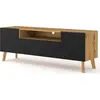 Image de Best Mobilier Velato - meuble tv - effet bois et noir - 3 portes et 1 niche - 160 cm , Bois / Noir