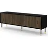 Image de Best Mobilier Kirua - meuble tv - 4 portes - 180 cm , Noir / Bois