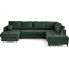 Image de Lisa Design Anna - canapé panoramique d'angle droit 7 places convertible avec coffre en velours texturé , Vert