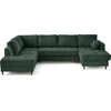 Image de Lisa Design Anna - canapé panoramique d'angle gauche 7 places convertible avec coffre en velours texturé , Vert