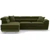 Image de Best Mobilier Baoji - Canapé d'angle gauche 5 places convertible avec têtières et coffre en velours côtelé , Vert