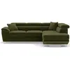 Image de Best Mobilier Baoji - Canapé d'angle droit 5 places convertible avec têtières et coffre en velours côtelé , Vert
