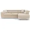 Image de Best Mobilier Baoji - Canapé d'angle droit 5 places convertible avec têtières et coffre en velours côtelé , Beige
