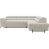 Image de Best Mobilier Elisa - canapé d'angle droit 5 places convertible avec coffre et têtières réglables en tissu bouclette , Beige