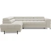 Image de Best Mobilier Elisa - canapé d'angle gauche 5 places convertible avec coffre et têtières réglables en tissu bouclette , Beige