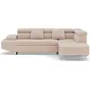 Image de Best Mobilier Margaux - Canapé d'angle droit 5 places convertible avec coffre et têtières réglables en velours texturé , Beige