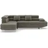 Image de Best Mobilier Margaux - Canapé d'angle gauche 5 places convertible avec coffre et têtières réglables en velours texturé , Vert