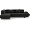 Image de Best Mobilier Margaux - Canapé d'angle gauche 5 places convertible avec coffre et têtières réglables en velours texturé , Noir