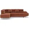 Image de Best Mobilier Margaux - Canapé d'angle gauche 5 places convertible avec coffre et têtières réglables en velours texturé , Terracotta