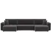 Image de Best Mobilier Nicole - Canapé panoramique en U 7 places convertible avec coffre en tissu , Gris