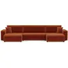 Image de Best Mobilier Nicole - Canapé panoramique en U 7 places convertible avec coffre en tissu , Rouille