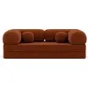 Image de Lisa Design Nebula - Canapé 3 places convertible en velours texturé , Terracotta