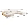 Image de Best Mobilier Ayden - Canapé panoramique en U 7 places convertible avec coffre et têtières réglables en tissu , Noir