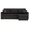 Image de Best Mobilier Cyrus - Canapé d'angle réversible 4 places - convertible avec coffre - en simili , Noir