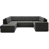 Image de Best Mobilier Nappa - Canapé panoramique d'angle droit 7 places convertible avec coffre en velours , Gris
