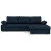 Image de Best Mobilier Bianca - Canapé d'angle droit 4 places convertible avec coffre en tissu texturé , Bleu marine