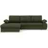 Image de Best Mobilier Bianca - Canapé d'angle gauche 4 places convertible avec coffre en tissu texturé , Vert