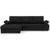 Image de Best Mobilier Bianca - Canapé d'angle gauche 4 places convertible avec coffre en tissu texturé , Noir