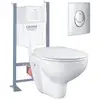 Image de Grohe - Pack Wc Suspendu Sans Bride Bau Ceramic + Abattant + Plaque Chromée + Bâti