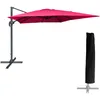 Image de Happy Garden - Parasol Déporté Molokai Carré 3x3m Fuchsia + Housse