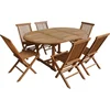 Image de Salon de jardin en teck LOMBOK - table ronde extensible - 6 places