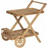 Image de Happy Garden   Desserte De Jardin En Teck Lombok   2 Plateaux   Porte-bouteilles Intégré   Dimensions L 84 × L 43/55 × H 83cm