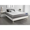 Image de Actisom - Ensemble Matelas Actilatex 140x190cm 2 Faces À Mémoire De Forme+latex 3zones De Confort + Sommier Kit Blanc