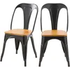 Image de Rendez-vous Déco - Lot De 2 Chaises En Métal Noir Et Bois D'Orme - Yoanna