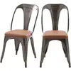 Image de Lot De 2 Chaises En Métal Gris Et Cuir Synthétique Marron - Charly