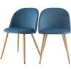 Image de Rendez-vous Déco - Lot De 2 Chaises En Velours Bleu Et Pieds En Métal - Cozy