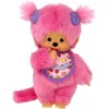 Image de Peluche Monchhichi Fruits Gelés 20 cm - BANDAI - Fourrure rose - Bavoir gourmand - Cadeau pour enfants