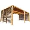 Image de Pergola Thermauvent - Bois thermochauffé - Ventelles mobiles sur le toit et 2 parois - 3,41 x 6,14 m