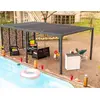 Image de Pergola Bioclimatique Aluminium XXL   Gris Anthracite   5 Panneaux Moucharabieh   21,52 m²