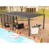 Image de Habrita - Pergola Bioclimatique Foresta Per 36m60 Bi Aluminium Xxl 21,52m2 Avec 5 Panneaux Moucharabieh Gris Pour Côté 3,60m
