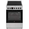 Image de Plaque de cuisson Continental Edison CECV50FCS avec surface en vitrocéramique, 4 zones de cuisson, four électrique de 47 litres, grill de 2000 W, fonction de nettoyage automatique, indicateur de chaleur résiduelle, verrouillage enfant, couleur argent