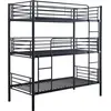 Image de Lit superposé en métal triple "HAVIN" - 90 x 190 cm - Noir