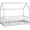 Image de Lit d'enfant avec toit en bois "Charlotte" - Blanc - 80 x 160 cm