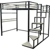 Image de Lit mezzanine en métal avec escalier "LENA" - 140 x 190 cm - Noir