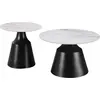 Image de Lot de 2 tables basses gigognes en céramique "Vulca" - 70 x 70 x 43 cm - Blanc