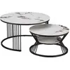 Image de Lot de 2 tables basses gigognes en céramique "Ombre" - 80 x 80 x 45 cm - Blanc