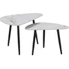 Image de Lot de 2 tables basses gigognes en céramique "Terra" - 49 x 79 x 56 cm - Blanc