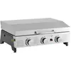 Image de Plancha à gaz avec 3 bruleurs et couvercle en métal "Fasto" - 7,5 kw - Gris