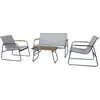 Image de Salon de jardin en métal avecReproduction imitation bois "Sparta" - 4 places - Gris clair