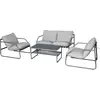 Image de Salon de jardin en métal avec coussins "Sora" - 4 places - Gris