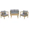 Image de Salon de jardin en bois avec coussins inclus "Milano" - 4 places - Gris