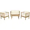 Image de Salon de jardin en bois avec coussins inclus "Milano" - 4 places - Beige
