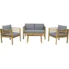Image de Salon de jardin en bois avec coussins "Beckham" - 4 places - Gris