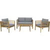 Image de Salon De Jardin En Bois Avec Coussins "beckham" - 4 Places - Gris