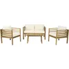 Image de Salon De Jardin En Bois Avec Coussins Inclus "beckham" - 4 Places - Beige