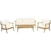 Image de Salon de jardin en bois d'acacia avec coussins "Chilwell" - 5 places - Beige